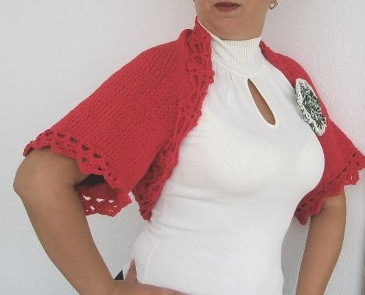 Red Shrug - Bolero fall spring  holiday winter fashion. READY TO SHIPPING