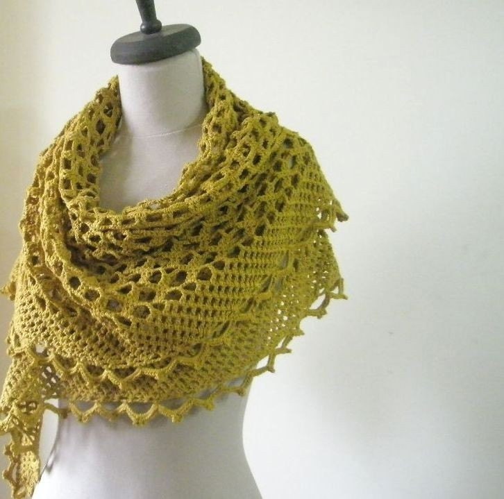 Shawl Lace Fashion Shawl Mustard Triangle Soft Wrap Scarf Stole Fashion Holiday Accessories Fall Fashion - Gift For Her