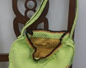 Green Crochet Bag - Green Orange Black - Gifft For Her Spring Fashion. St Patricks READY TO SHIPPING