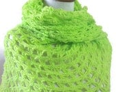 SALE EXPRESS DELIVERY - Crochet Shawl.Lace Shawl. Lime Green, Spring Scarf,  Shimmery Soft Stole -