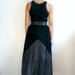 LINA French Vintage Black Leather Suede Maxi Skirt