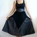 LINA French Vintage Black Leather Suede Maxi Skirt