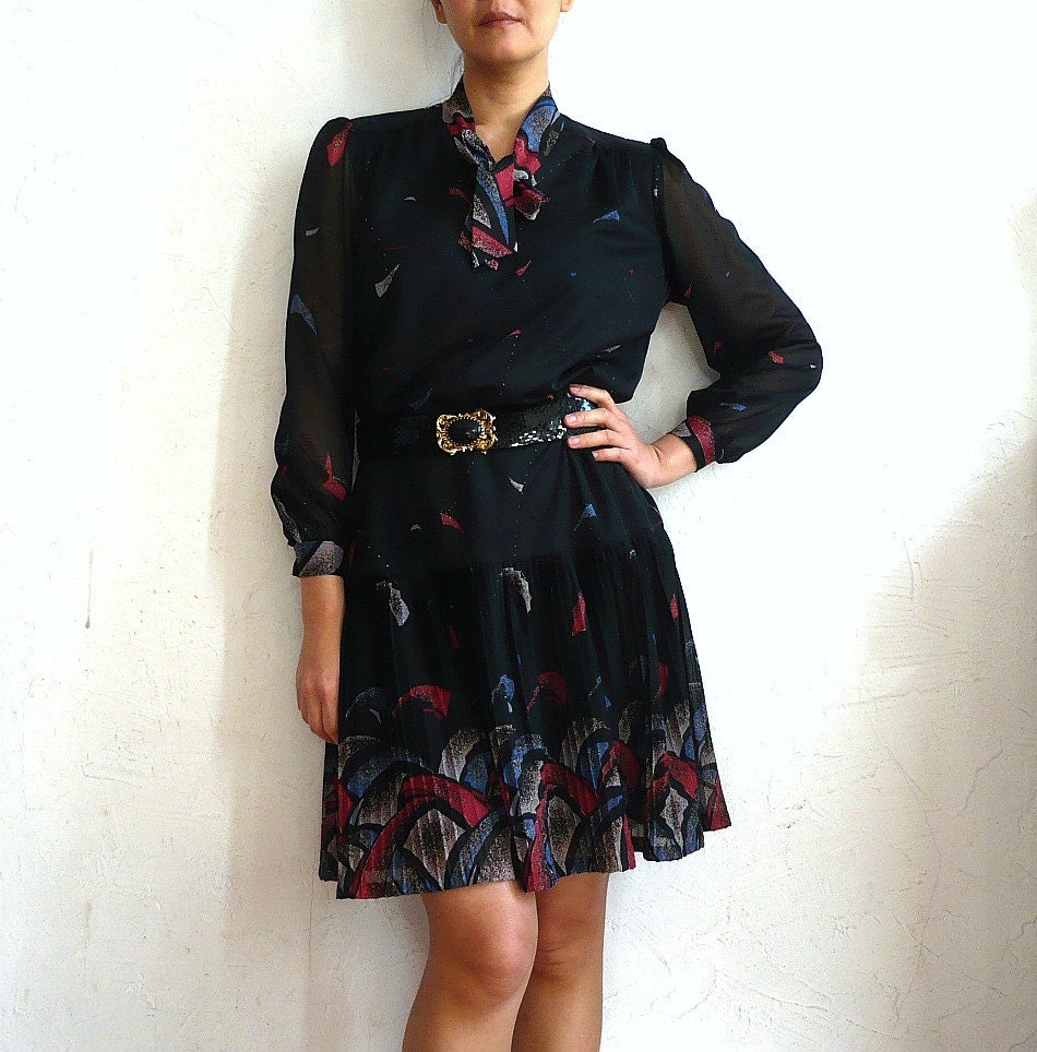 GUiLLEVERT French Vintage Low Waist Pleated Skirt Dress