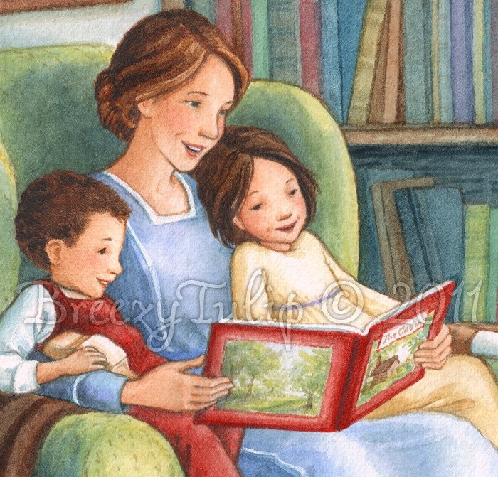 Story-time with Mama - Art Print