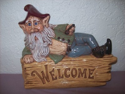 Hand Painted Ceramic Welcome Gnome