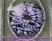 Dead Girl Decay Spider Bite Safari Lavendar Black Zebra Print Spider Feather and Flower Hair Barrette