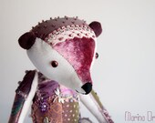 Artist Crazy Quilted Bear Amethyst ooak