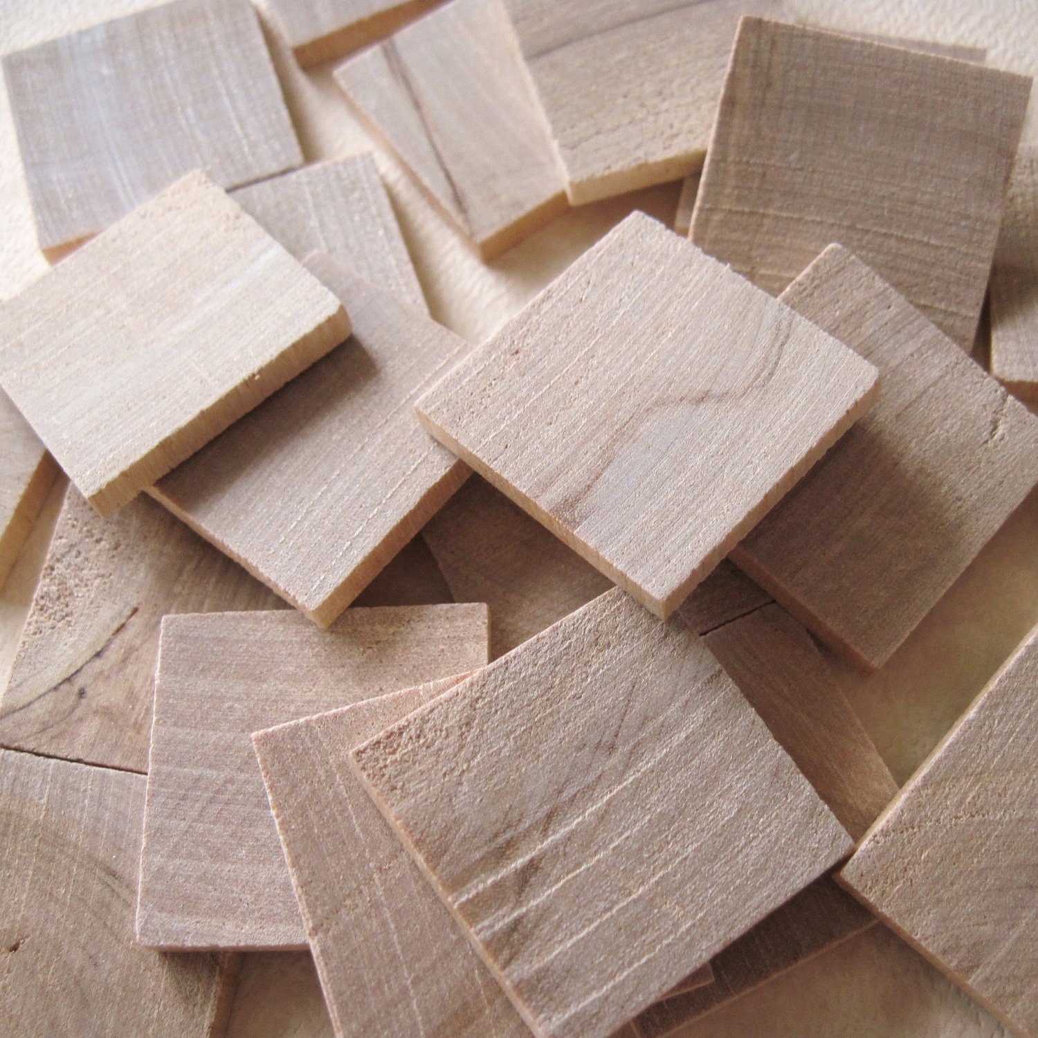 20 Wood 1" Squares for Crafting Pendants Charms