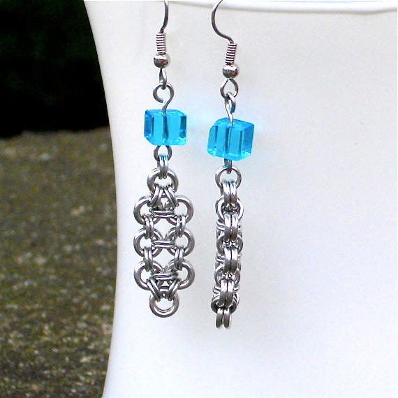 Chainmaille - Deco Drama for the Decade Earrings - Blue