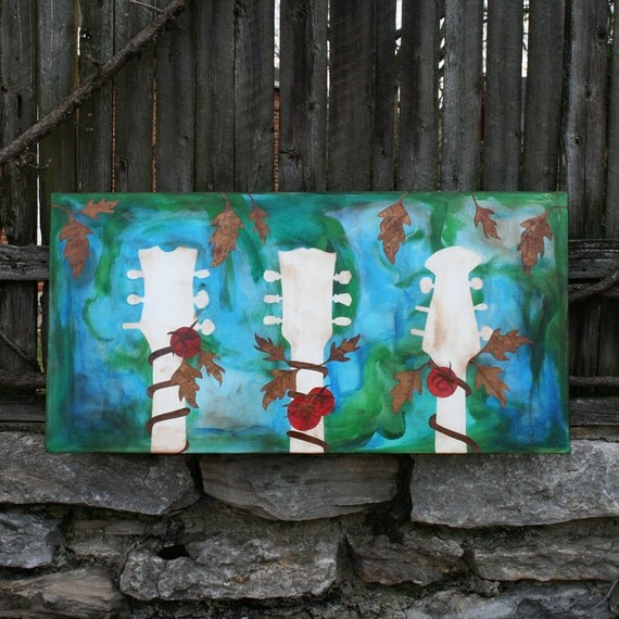 Original Art Guitar with Tomatoes