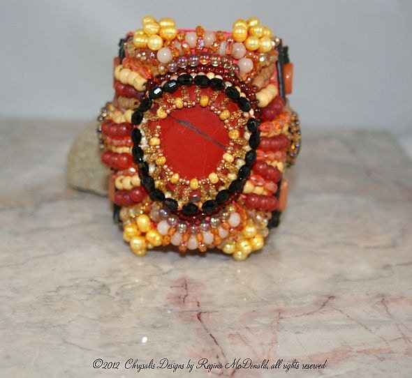 Bracelet Bead embroidered,  Sedona Sunset