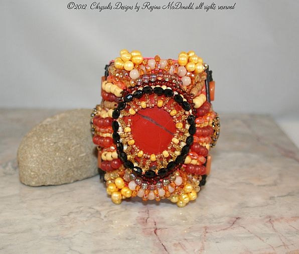 Bracelet Bead embroidered,  Sedona Sunset