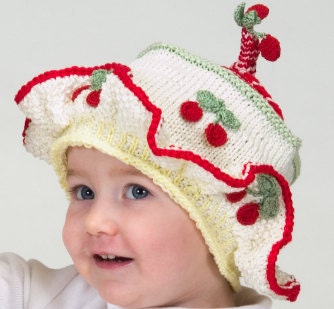 Cherry Swirl Hat with Ruffles