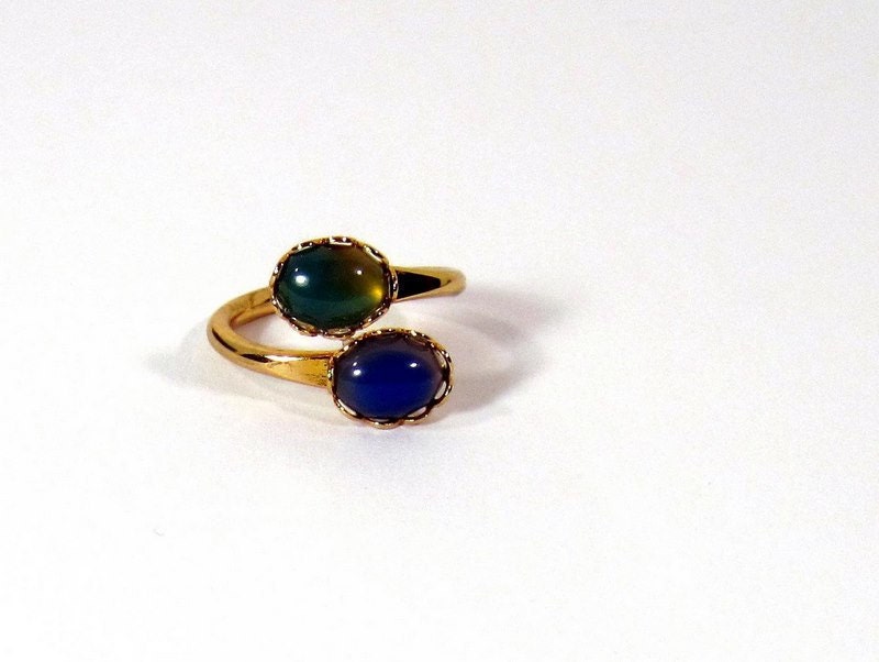 Green and Blue Ring - "Kate's Amazing Eyes" (Semi-Adjustable) Colorful, Dainty