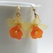 Orange and Yellow Drop Orchid  Earrings - Tropical Beauty