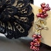 Cultured Pearl and Crystal Bracelet w Two Strands - Pomegranate and Mango