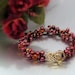 Cultured Pearl and Crystal Bracelet w Two Strands - Pomegranate and Mango