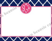 MODERN NAVY & PINK Monogram 4" x 5.5" Printable Flat Card Il_170x135