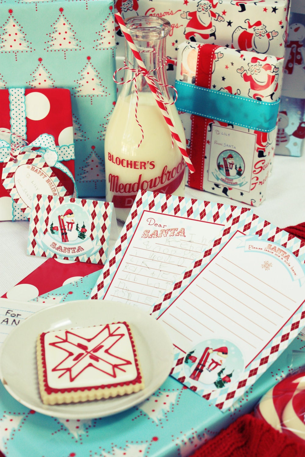 SALE 50% OFF Skiing Snowman Printable Fair Isle Christmas Party Collection Red Turquoise Il_170x135