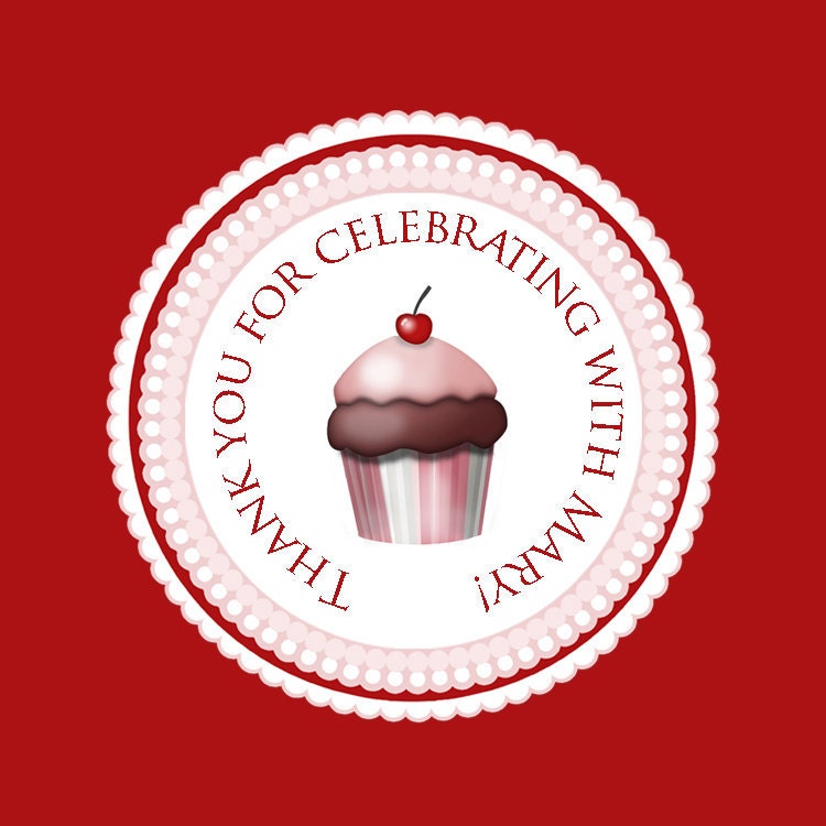 PINK & RED CUPCAKE Printable Favor Tags