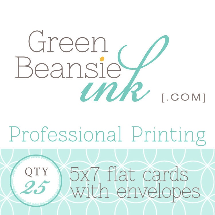 25 Professionally Printed 5x7 Flat Postcards (Smooth, Pearl or Linen Finish) with Envelopes