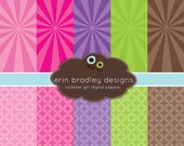 Digital Scrapbook Papers Personal and Commercial Use Rockstar Girl Starbursts Instant Download Il_170x135