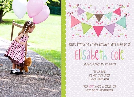 Girls Birthday Party Photoshop Template for Photographers and Crafters PSD File Commercial Use Purple Party Star Confetti and Bunting