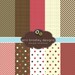 Digital Paper Pack Personal & Commercial Use Olive Green and Red Polka Dots and Stripes