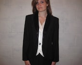 Sale - 1980s Tuxedo Skirt Suit Dress / Pencil Skirt / Tuxedo Blazer / Sexy Suit / Black and White / Women / Medium