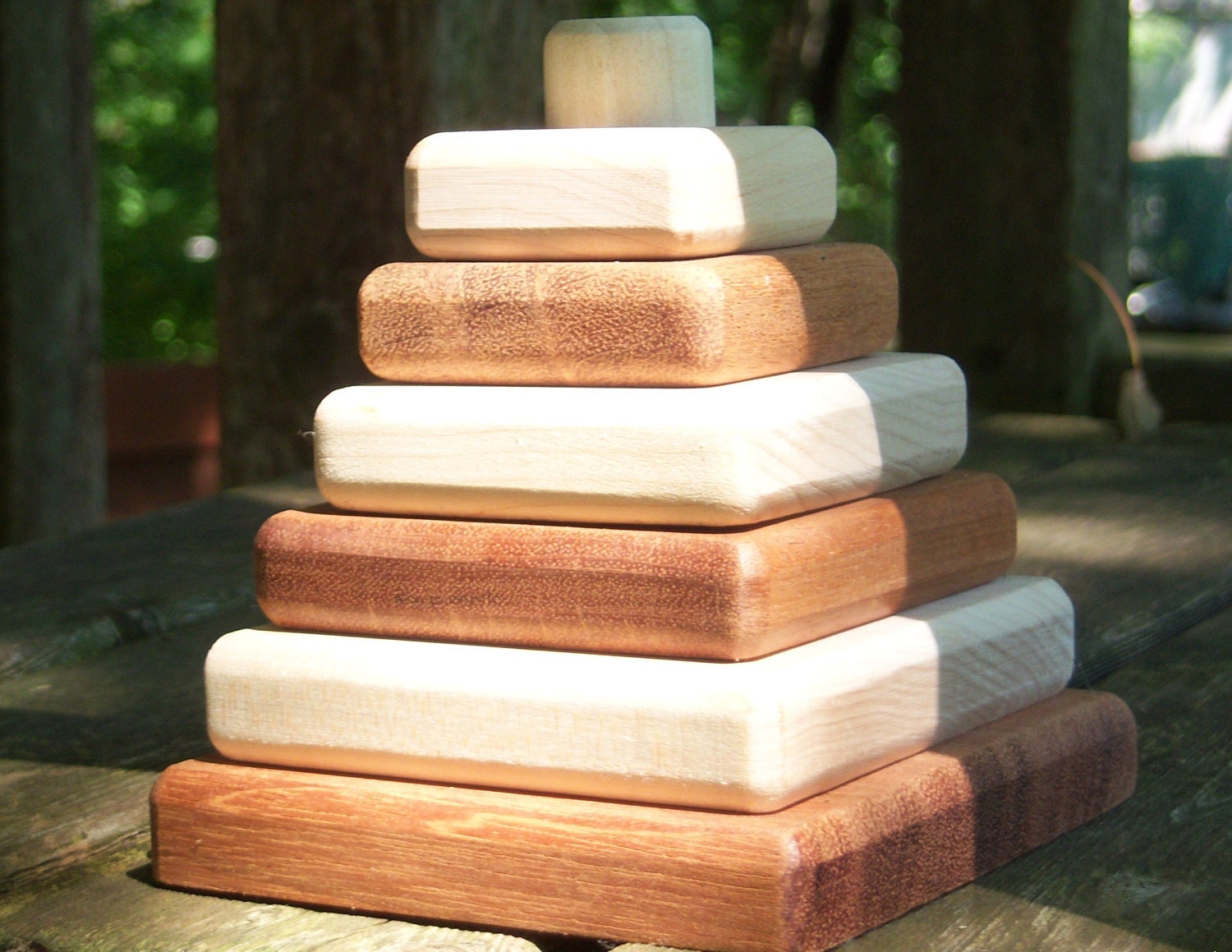 Wood Stacker Toy Wooden Stacking Toy for baby and toddlers, ORGANIC, NATURAL, Non Toxic, Earth Friendly Wood Toy