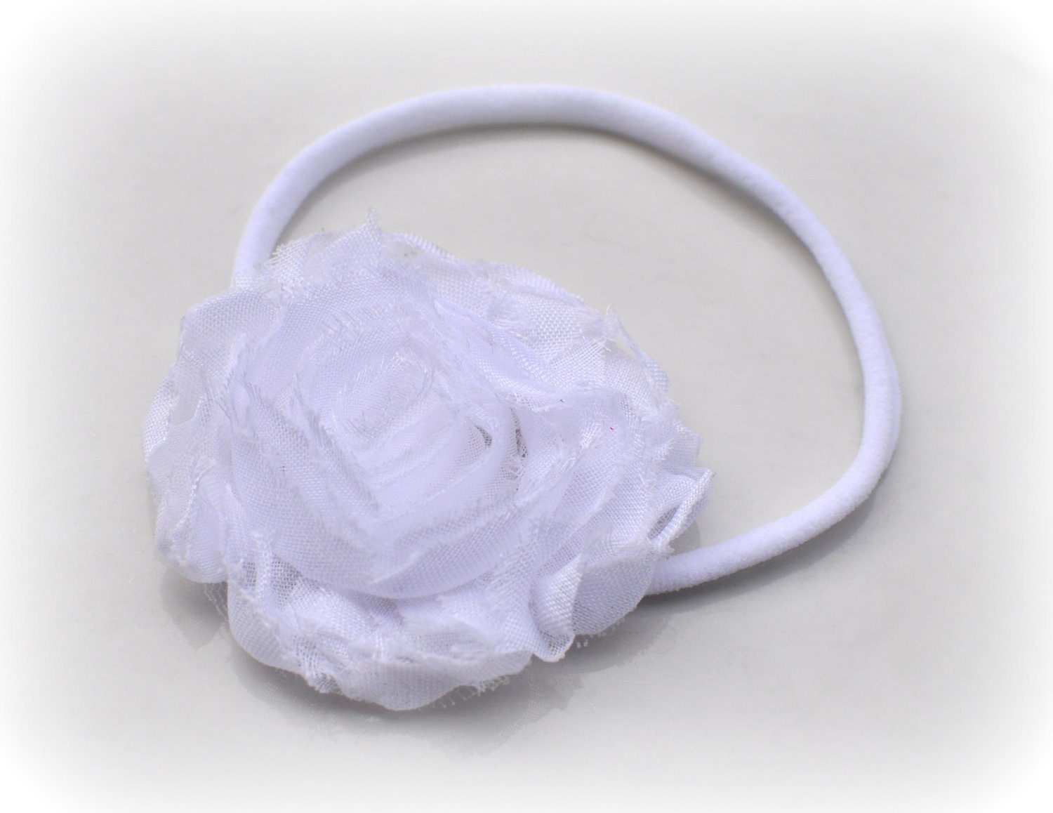 Shabby Chic Rosette Headband White band Infant Newborn Babies Toddlers Photography Prop Spring Boutique