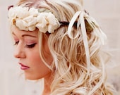Rustic Floral Crown - Boho Wedding Headband - Rustic Woodland Halo - Bridal Crown - Wedding Hair Accessories