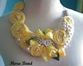 Blooming Lemon meringue (( fabric bib necklace ))  - An Altered couture pick