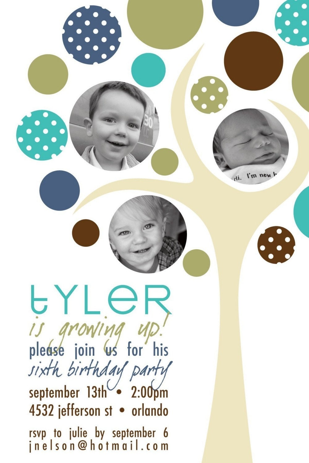 I'm Growing Up Tree - Custom Photo Birthday Invitation for any age boy Il_570xn