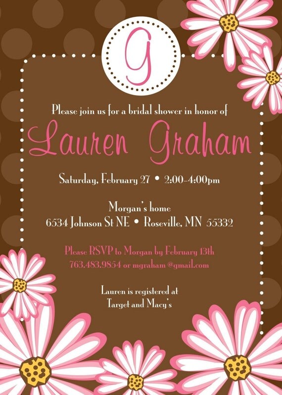 Polka Dot Daisy - Custom Bridal Shower Invitation Il_570xn