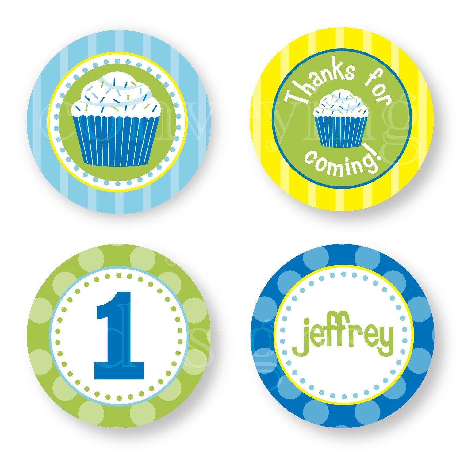 Cupcake Boy - Customized DIY You Print Favor Tags, Cupcake Toppers, Decorative Circles Il_570xn
