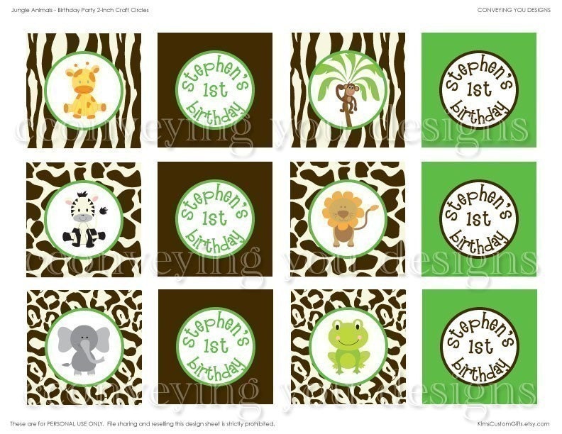Jungle Babies - Customized DIY You Print Favor Tags, Cupcake Toppers, Decorative Circles Il_570xn
