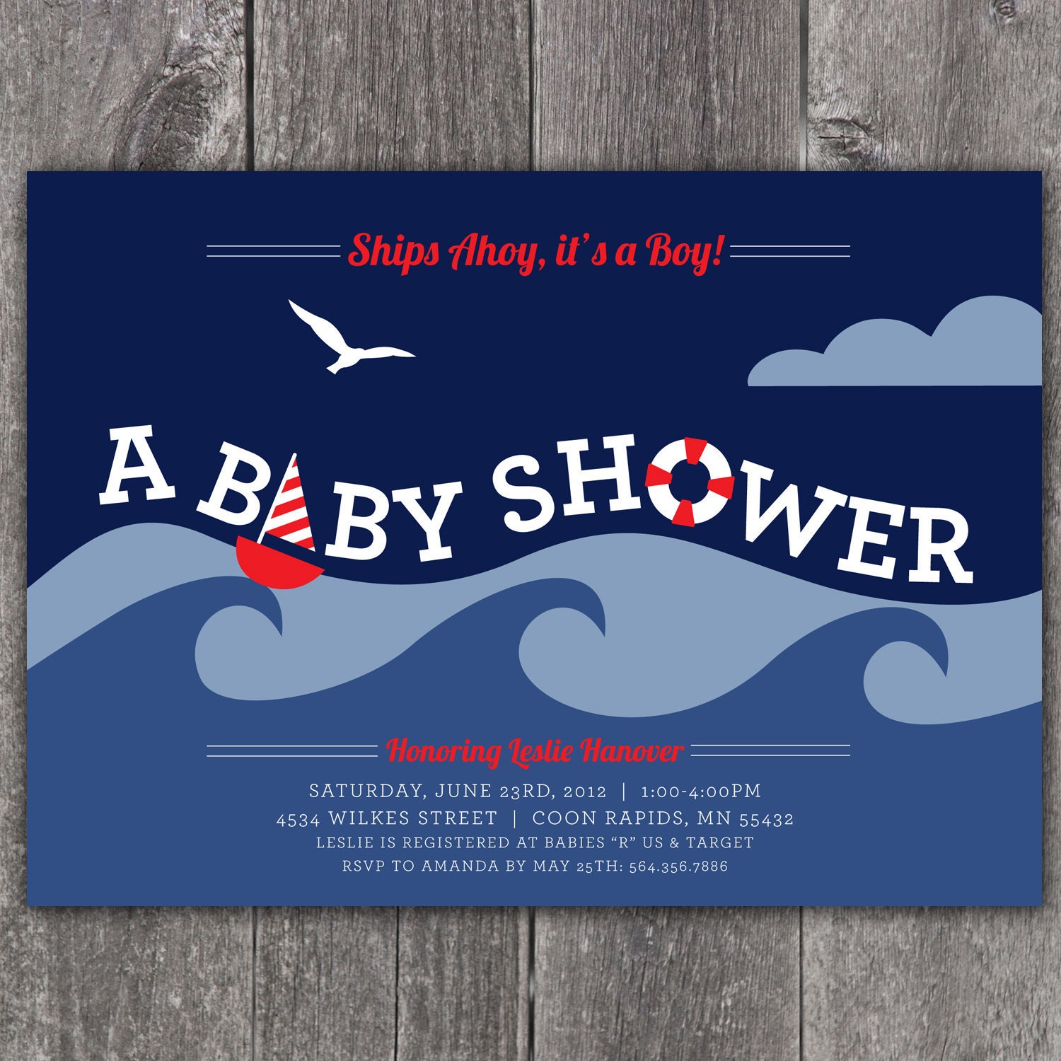 Nautical Shower - Custom Digital Baby Shower Invitation Printable Il_570xn