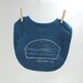 Organic baby bib screen printed nice buns burger bib galaxy blue with white ink