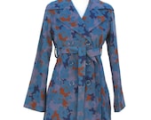 Floral Trench Coat in French fine-wale cotton corduroy, lightweight in beautiful blues, violet, rust Made-to-Order in sizes 2 - 12 US