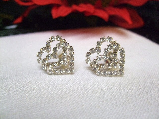 Rhinestone Earrings Wedding Bride Bridal Vintage Costume Jewelry