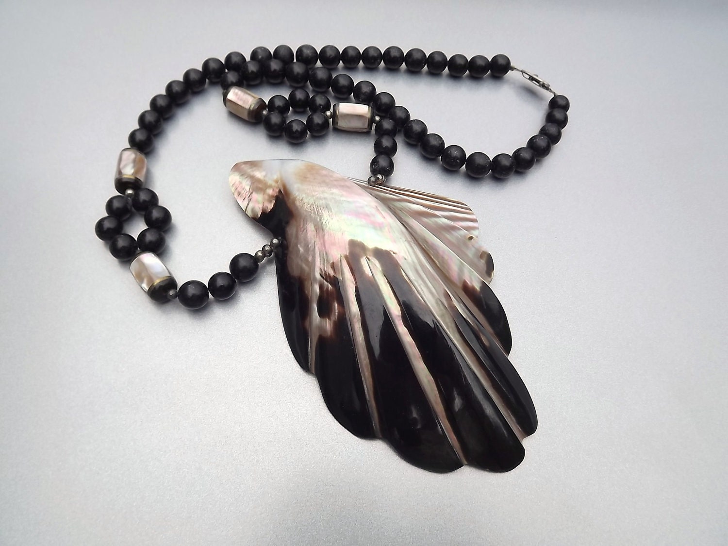 Statement Necklace Natural Shell Large Bold Vintage Jewelry