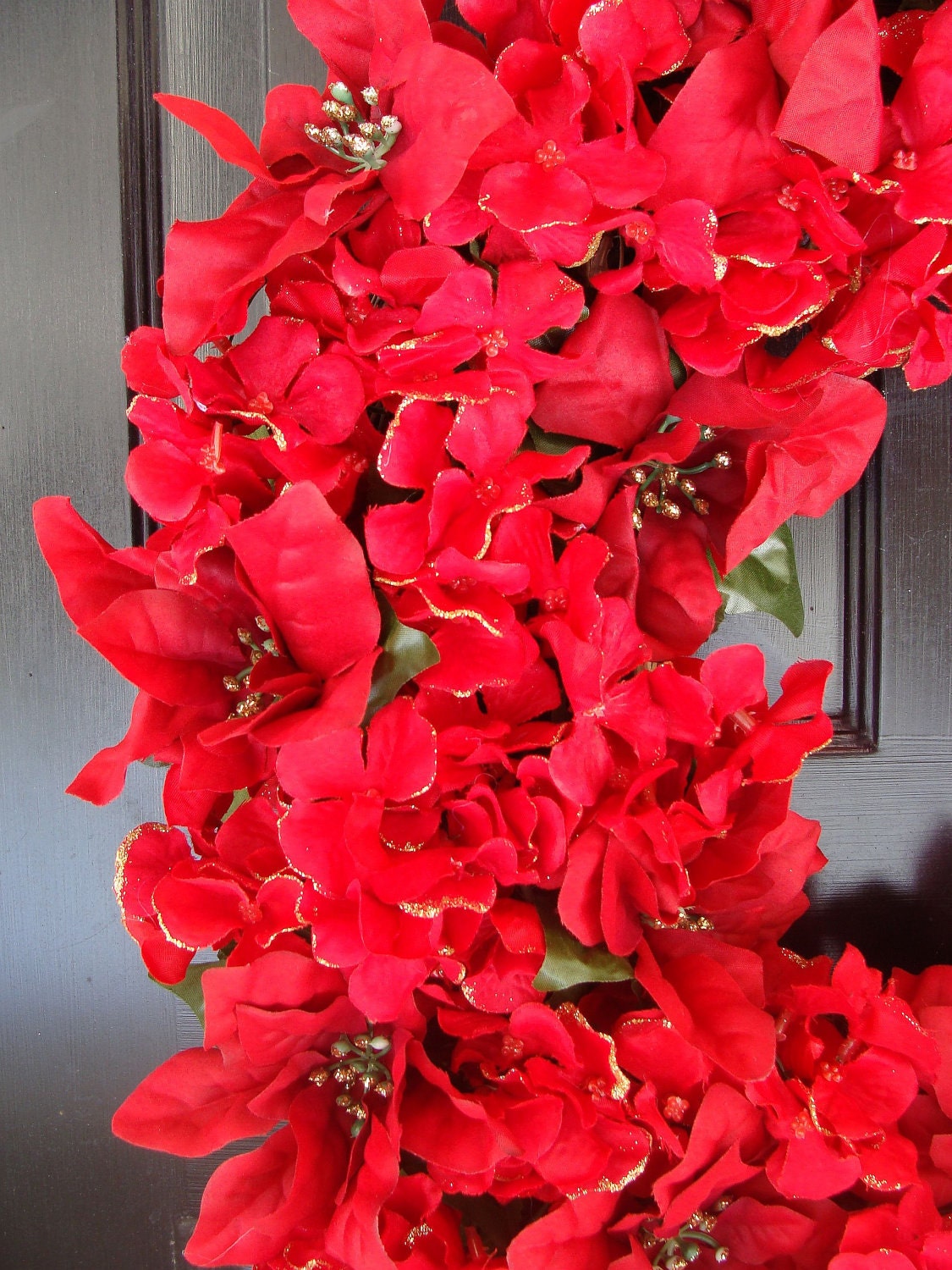 Hydrangea Poinsettia Christmas Wreath- Christmas Decoration- Holiday Decor- Door Wreath