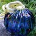 Hand blown glass Pumpkin - Blue, purple, green and gold with silver optic stem