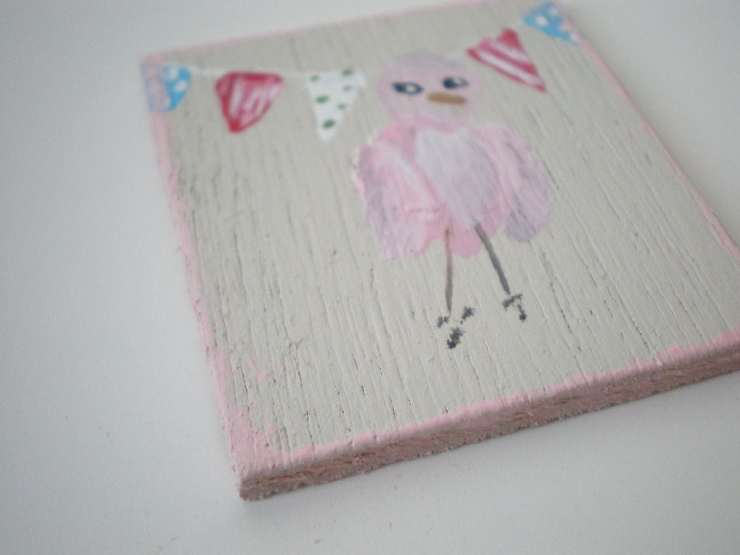Pink Bird  Painting  Dollhouse 1 Inch Scale Handpainted