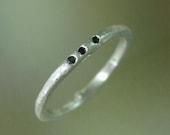 Black Diamond Ring, Wedding Band, Three stone ring, Sterling Stacking Ring, Made to order
