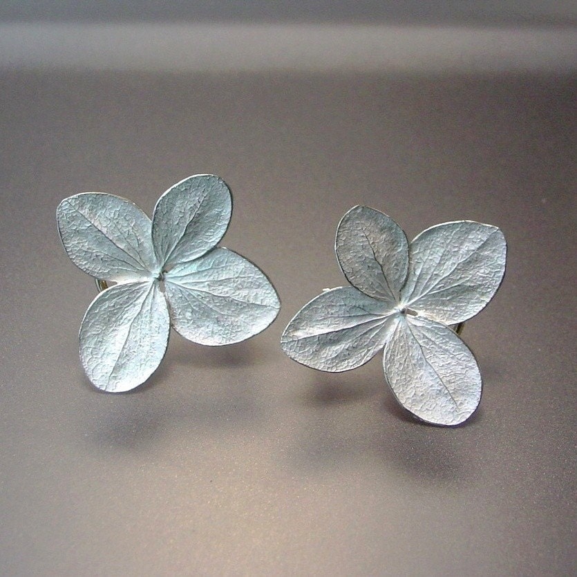 Large Hydrangea Earrings with Clip Back and Post Clip Earrings, Flower Earrings, Botanical, Made to order