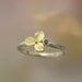 Blue Diamond Engagement Ring, Gemstone Stacking Ring, Hydrangea Blossom Sterling Silver, 18k Gold Flower