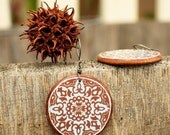 Rustic chic earrings Wooden dangle earrings Medallion jewelry Handmade by The Paisley Mill . FoLk RoCk (size large)