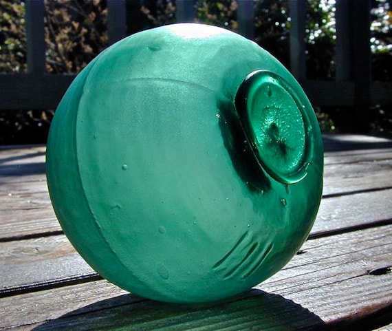 Vintage Fishing Float Glass Japanese - Jade Garden 3 PC - Home Decor, Glass, Blown Glass, Nautical, Ocean, Sea, Cottage, Beach, Garden Decor